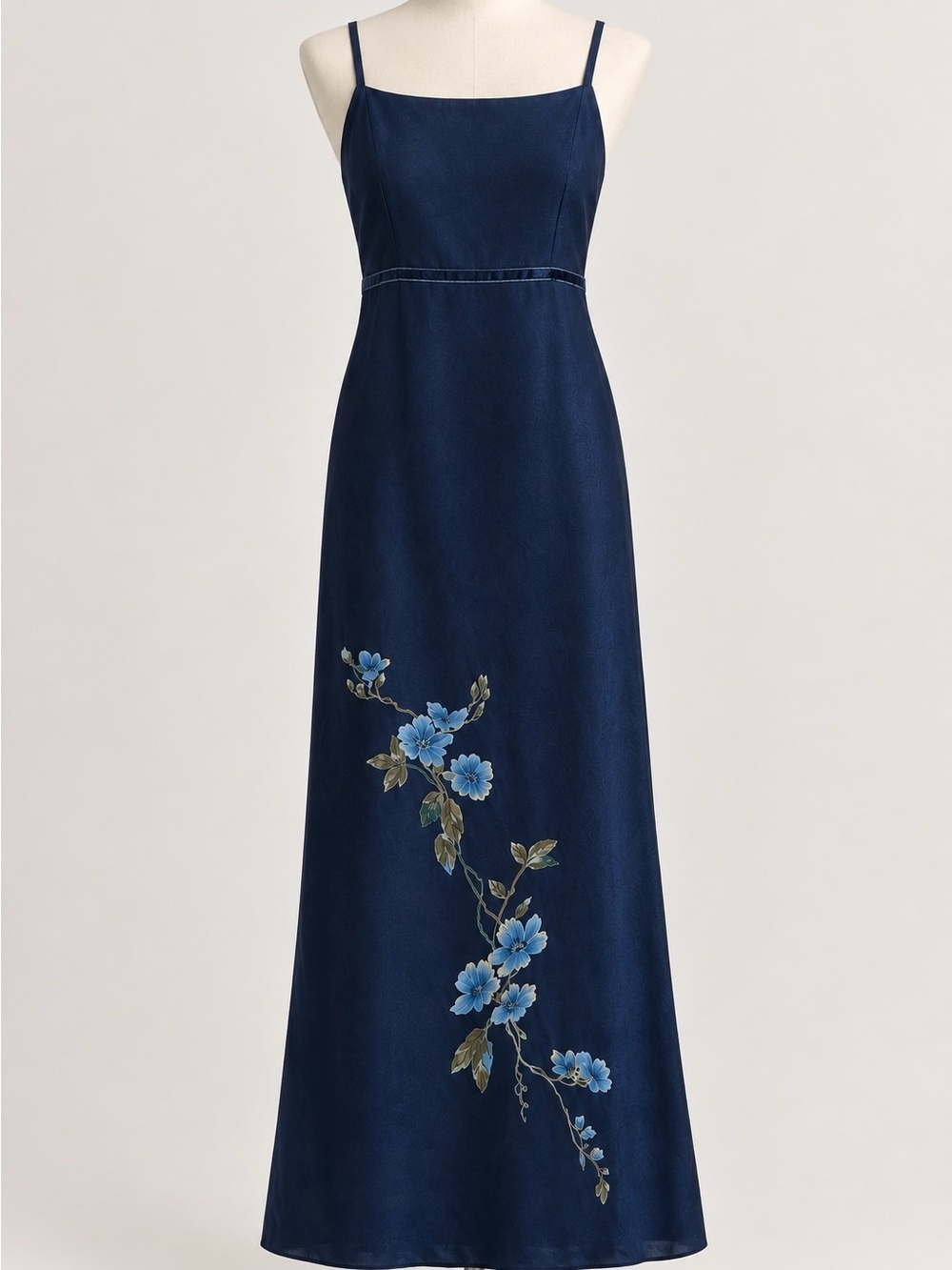 American Eagle Outfitters 90s Navy Floral Embroidered Maxi Dress